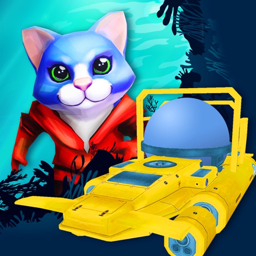 Underwater Blue Cat Racer - FREE - A 3D Under The Sea Submarine Adventure icon