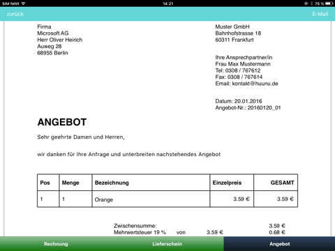 Скриншот из Rechnung App