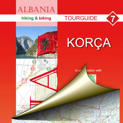 Korce. Tourist map. icon