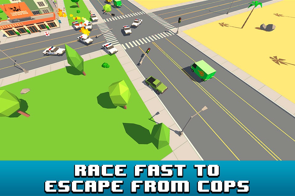 Smashy Car Race 3D: Pixel Cop Chase screenshot 2