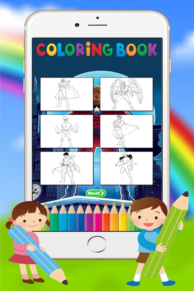 Cartoon Superhero Coloring Book - Drawing for kid free game screenshot 4