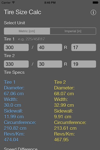 Tire Size Calculator Plus screenshot 3