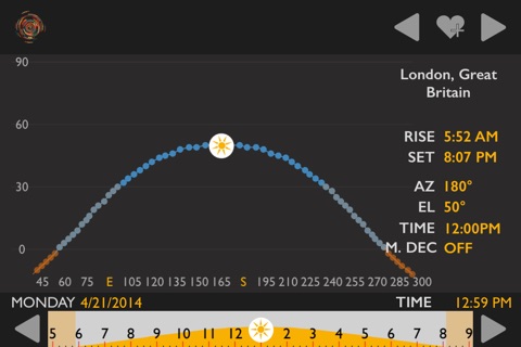Helios Sun and Moon Position Calculator screenshot 2