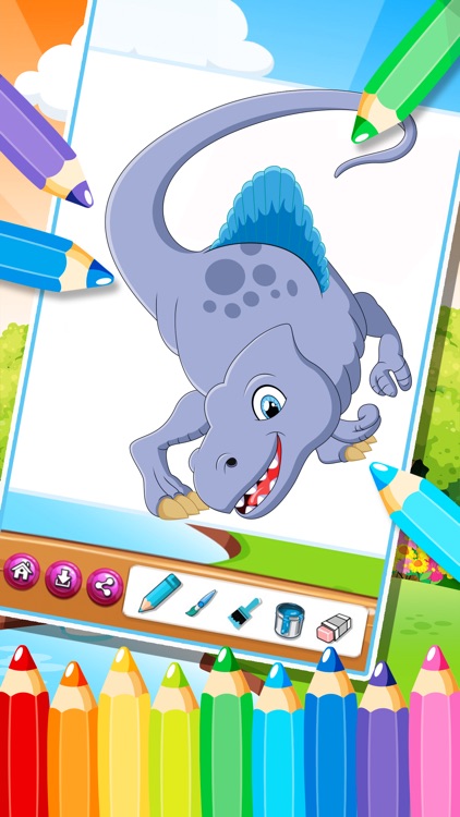 The Cute dinosaur Coloring book ( Drawing Pages ) 2 - Learning & Education Games  Free and Good For activities Kindergarten Kids App 4 screenshot-4