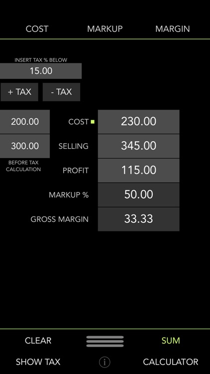 iMargin - Cost, Markup, Margin + Tax Calculator