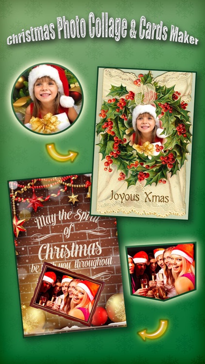 Christmas Photo Collage & Cards Maker - Mail Thank You & Send Wishes with Greeting Quotes Stickers