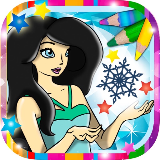 Paint magic ice princesses – coloring book for girls icon