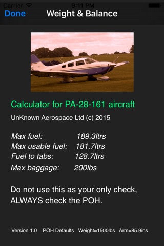 PA-28-161 Weight and Balance Calculator screenshot 3