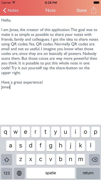 QR Notes, share notes using QR codes