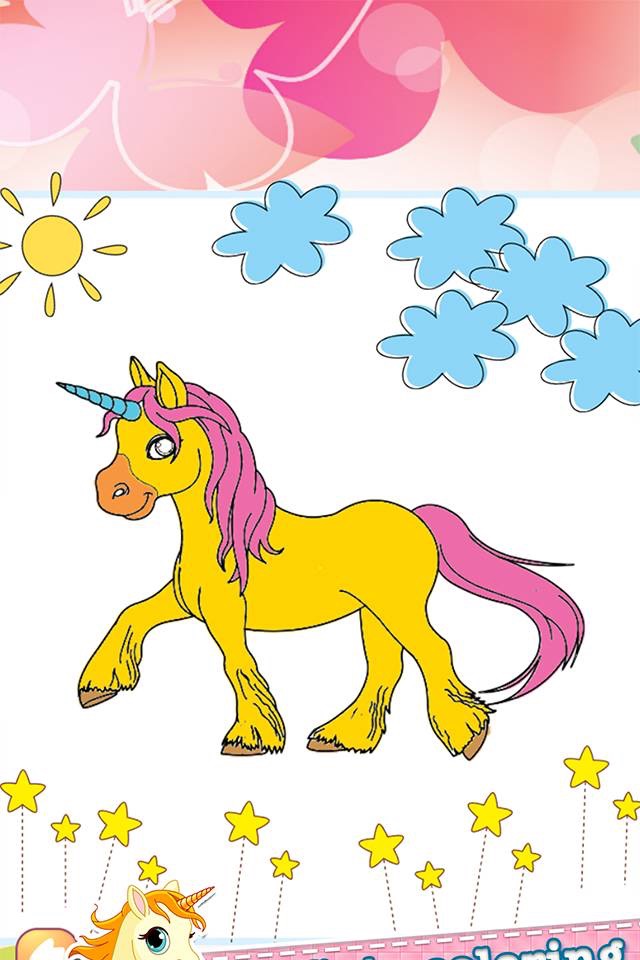 Little Unicorn Drawing Coloring Book - Cute Caricature Art Ideas pages for kids screenshot 4