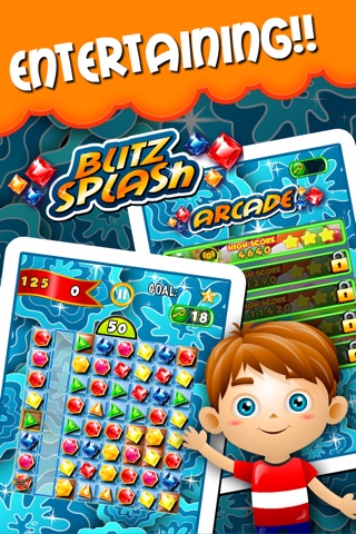 Blitz Splash Match-3 - diamond game and kids digger's quest hd free screenshot 3