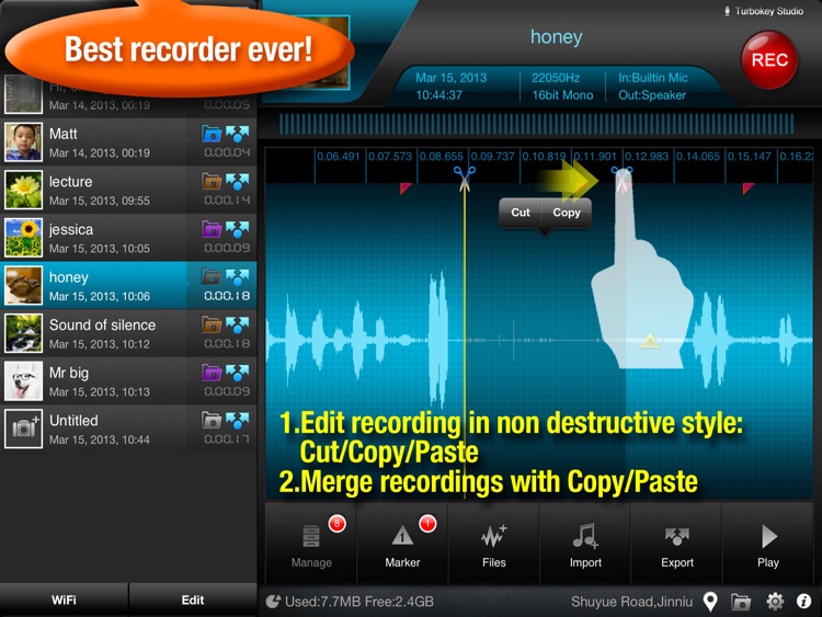 Recorder Plus - voice recorder & audio editor HD screenshot-0