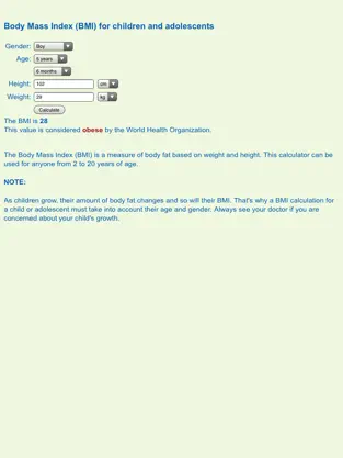 Screenshot 2 Calculadora de IMC para niños y adolescentes iphone