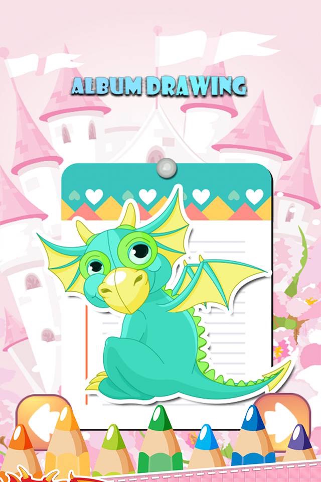 Dragon Drawing Coloring Book - Cute Caricature Art Ideas pages for kids screenshot 2