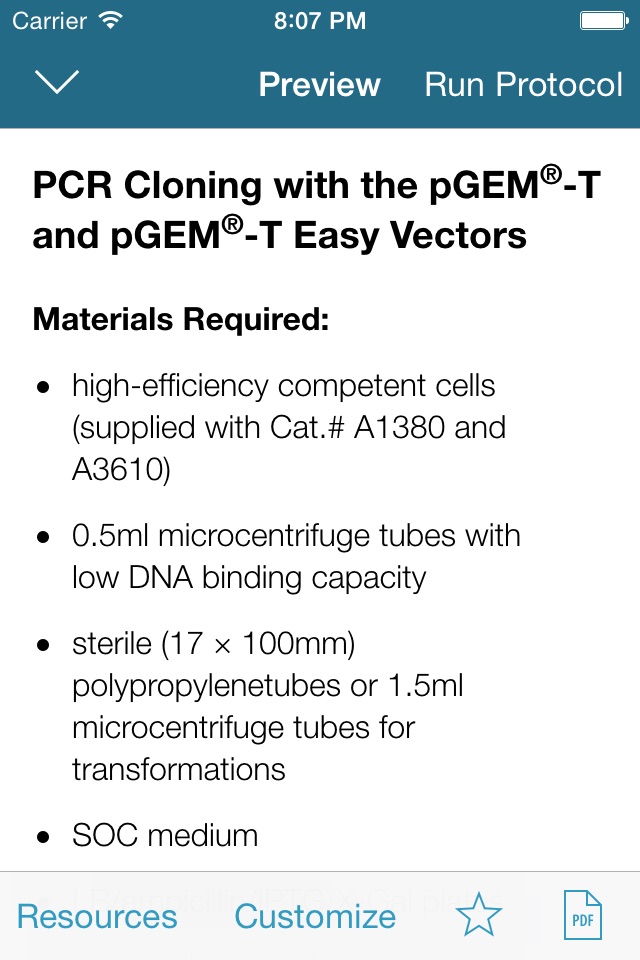 Promega Protocols screenshot 2