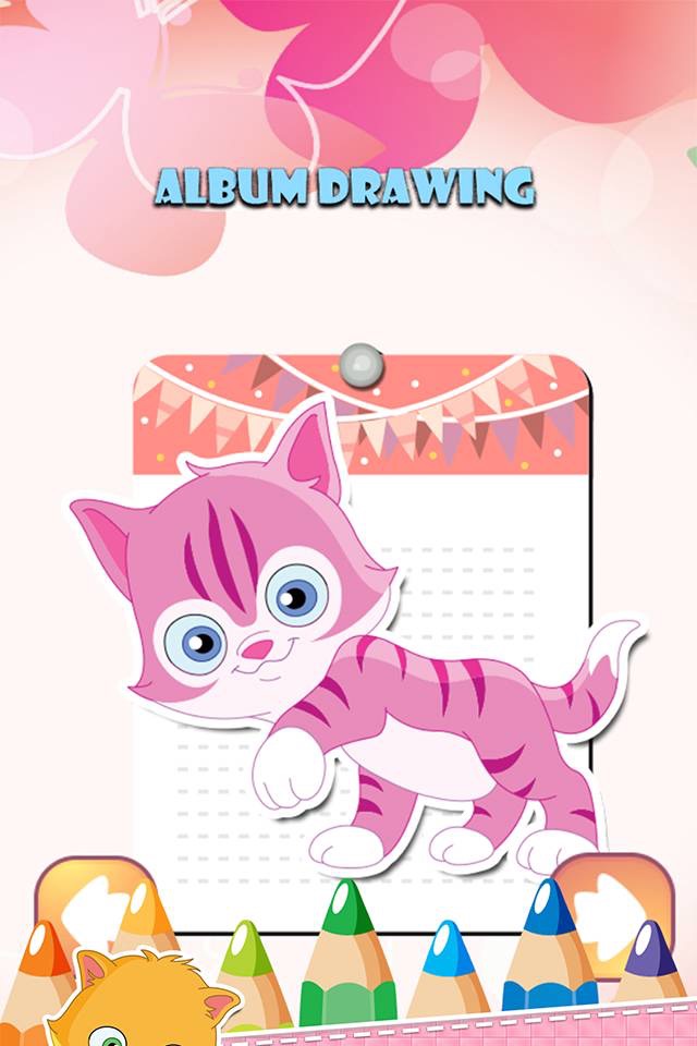 The Little Kitten Drawing Coloring Book Painting Pages learning games for kids screenshot 2