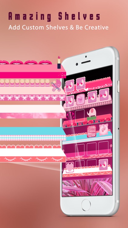 Pink Icons Screen Builder- Design Wallpapers with Custom Backgrounds, Frames, Shelves & Docks screenshot-3