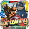 Drawing Desk Cat Superheroes : Draw and Paint  Coloring Book Edition
