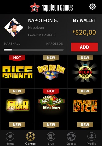 Napoleon Sports betting screenshot 2