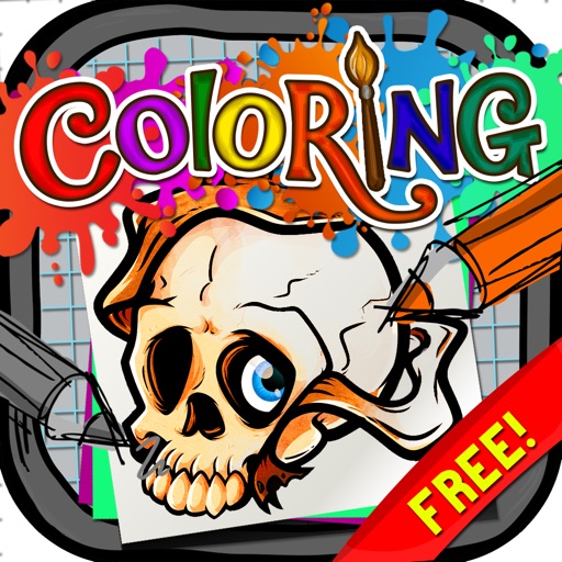 Coloring Book : Painting Pictures Tattoo Skulls Free Edition