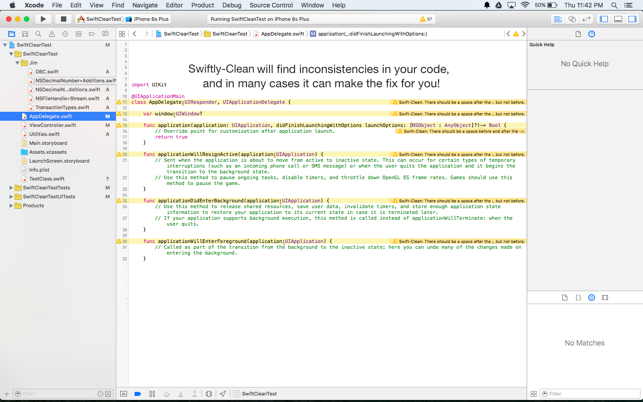 Swiftly-Clean for Xcode and Swift