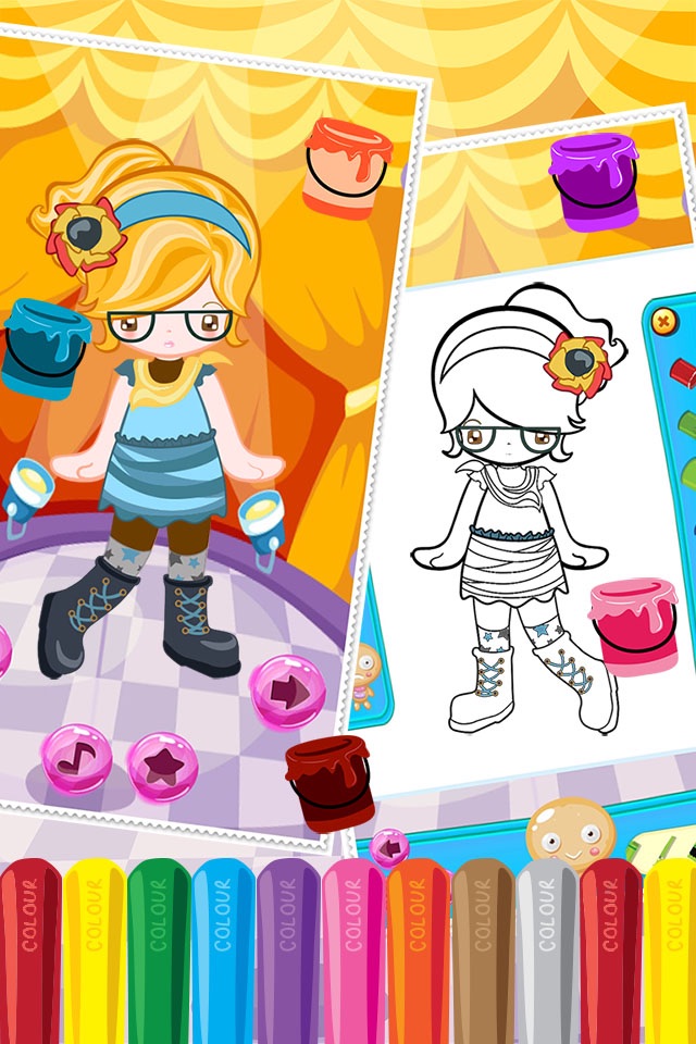 Little Girl Fashion Coloring World Drawing Educational Kids Game screenshot 3