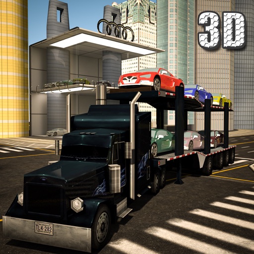 Car Transport Heavy Trailer 3D Icon