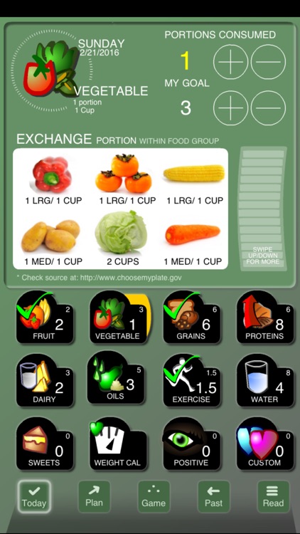 Checkoff Portions Diet Tracker - Visual Group Exchanges