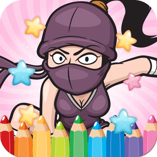 Coloring Book Cute Ninja Colorings Pages - pattern educational learning games for toddler & kids Icon