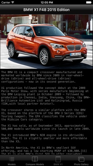 Specs for BMW X1 F48 2015 edition on the App Store Specs for BMW X1 F48 2015 edition on the App Store