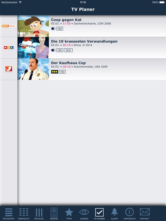 KLACK TV-Programm (Tablet)