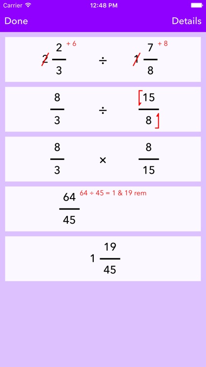 Fraction Help — Solver + Working