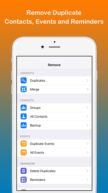 Remove Duplicate Contacts, Events and Reminders - Contact Manager