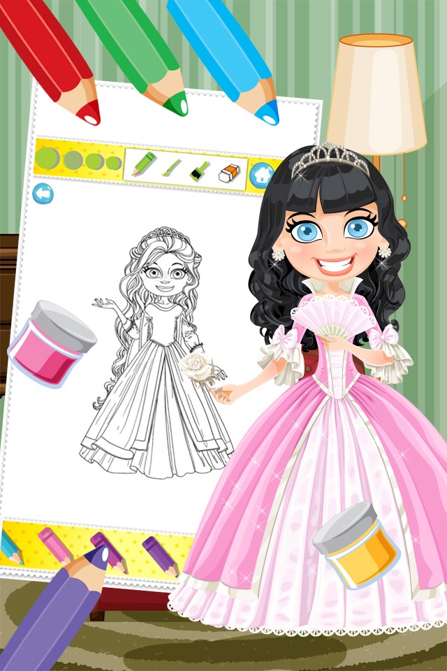 Princess Colorbook Educational Coloring Game for Kids Girls screenshot 4