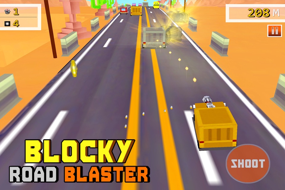 Blocky Road Blaster - 3D ( Fun Race & Shoot Game ) screenshot 3