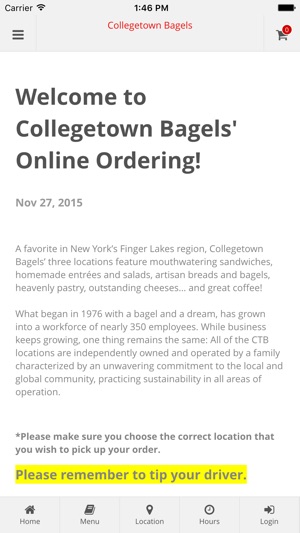 Collegetown Bagels Online Ordering