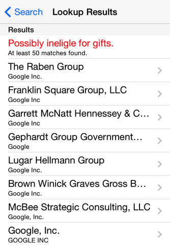 Lobbyist Lookup screenshot 2