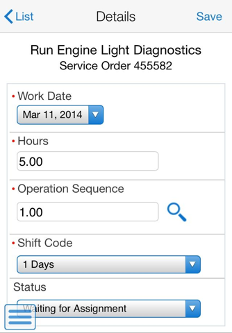 Service Work Order Time Entry Smartphone for JDEE1 screenshot 3