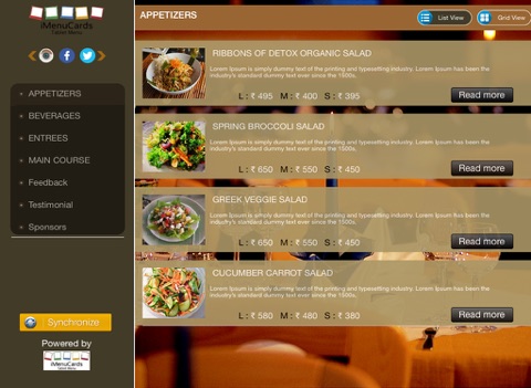 iMenuCards screenshot 2