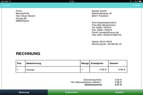 Скриншот из Rechnung App