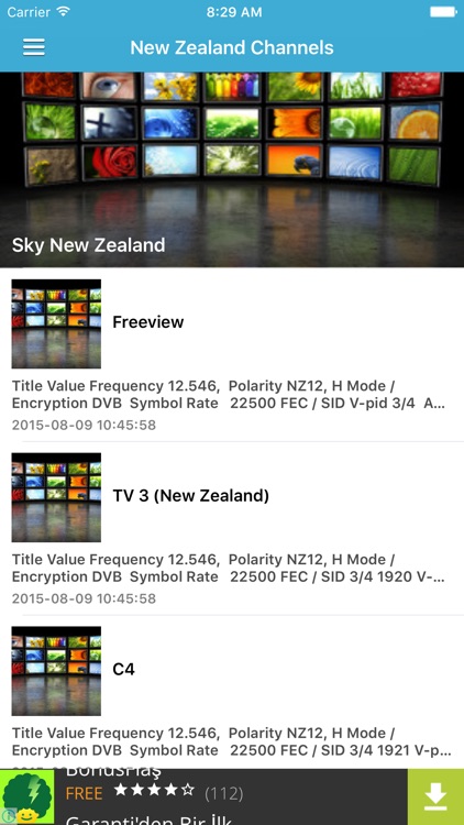 New Zealand TV Channels Sat Info