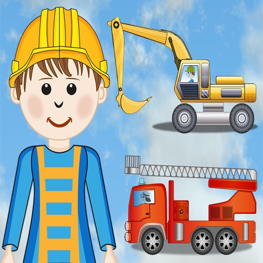 Wimmelbook car and building site icon