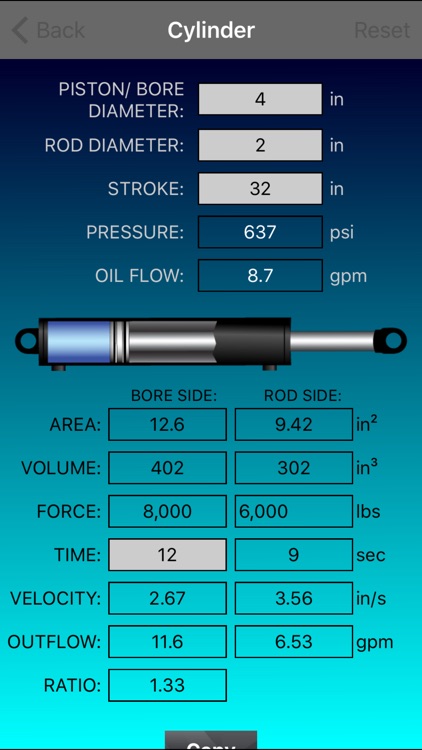 Hydraulic Cylinder Calculator