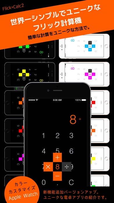 世界一シンプルでユニークなフリック計算機  |  Flick+Calc (Plus Watch)のおすすめ画像1