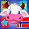 Colourful memory game designed for kids in age of 3-7 who learn first NORWEGIAN words