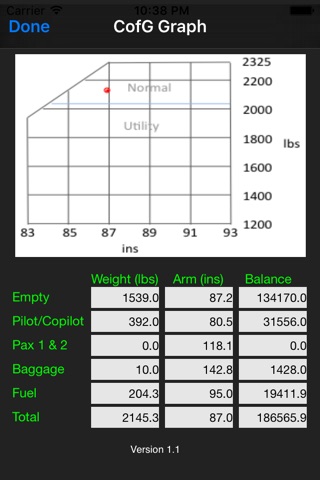 G-BSAW Weight and Balance screenshot 2