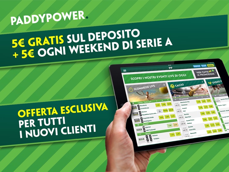 Scommesse Paddy Power per iPad. Calcio, Tennis, Serie A, Basket, Volley, Live Score.