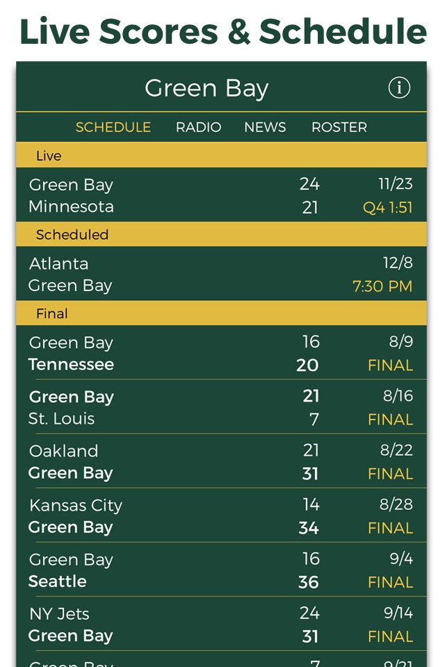 Green Bay Football Radio & Live Scores screenshot 3