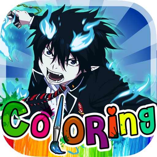 Coloring Anime & Manga Book : Japanese Photos  Cartoon Paint on Blue Exorcist