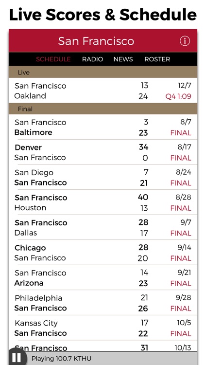 San Francisco Football Radio & Live Scores